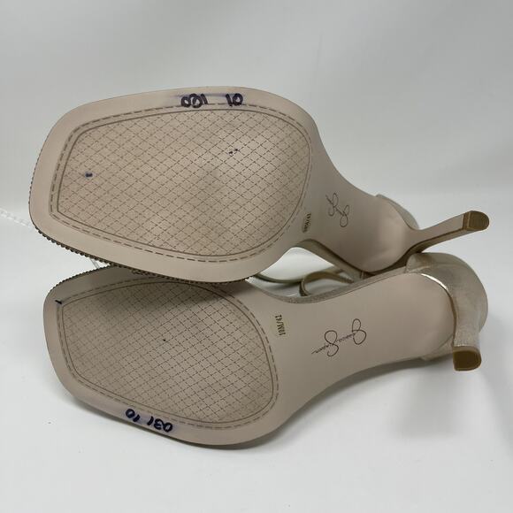 Jessica Simpson Ostey Heeled Sandals Womens Size 10.5 Champagne Rhinestone NEW - Picture 11 of 15
